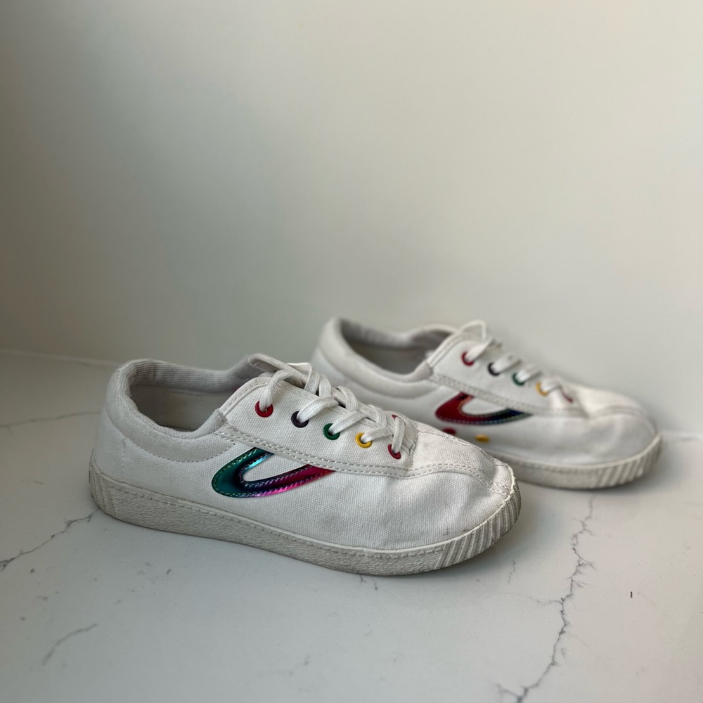 Tretorn Kids White Sneakers with Multicolor Accents